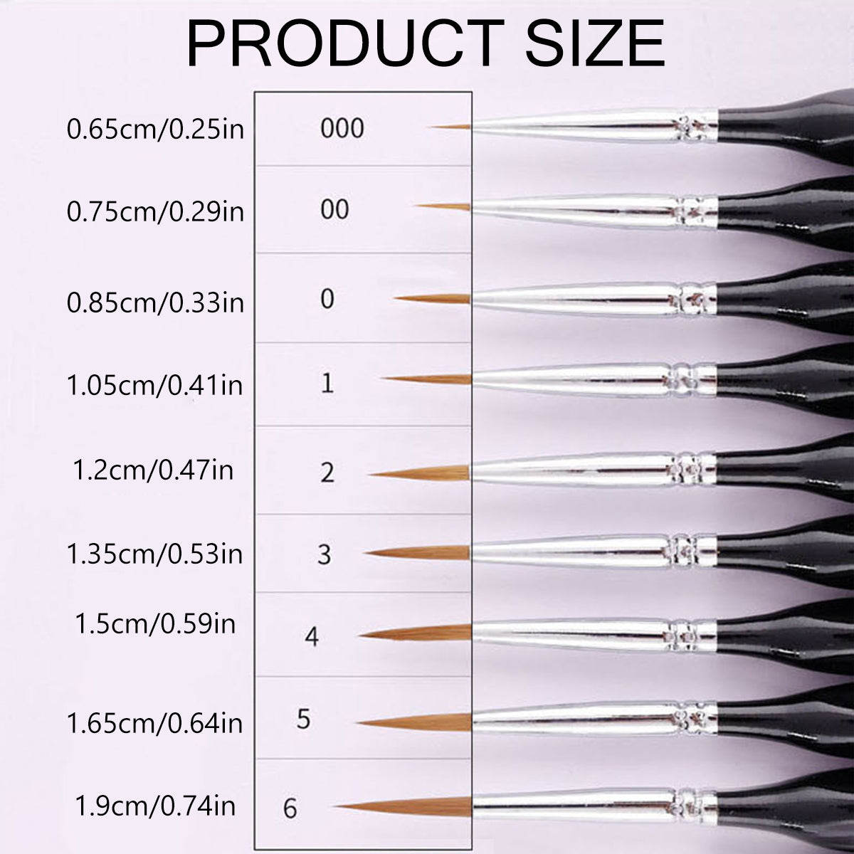 9PCS Fine Detail Paint Brush Set for Watercolour Gouache Acrylic Miniature Art
