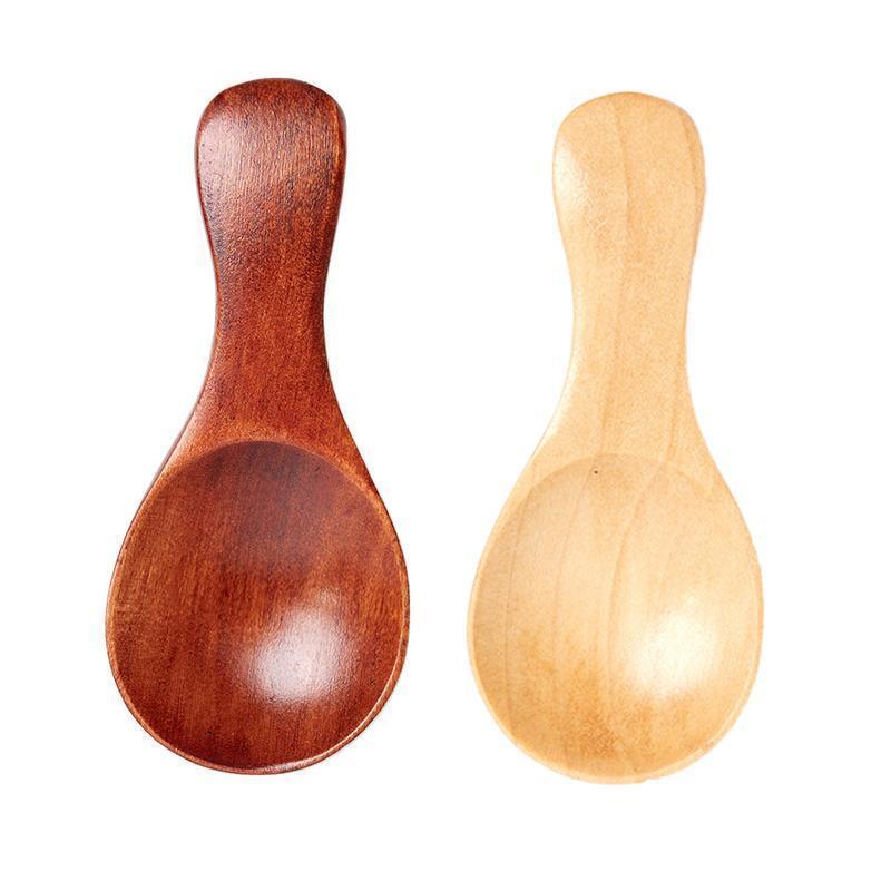 5PCS Mini Wooden Spoons Natural Wood Spice Condiment Dessert Scoops - Beige - Mekamart Australia