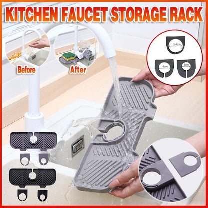 Kitchen Faucet Storage Rack Holder Soap Sponges Caddy Organizer Sink Basket Rack - Black - Mekamart Australia