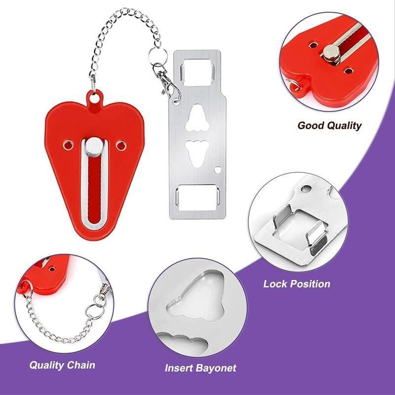 Portable Door Lock for Travel Hotel Home Security Addalock Style Lock - Red