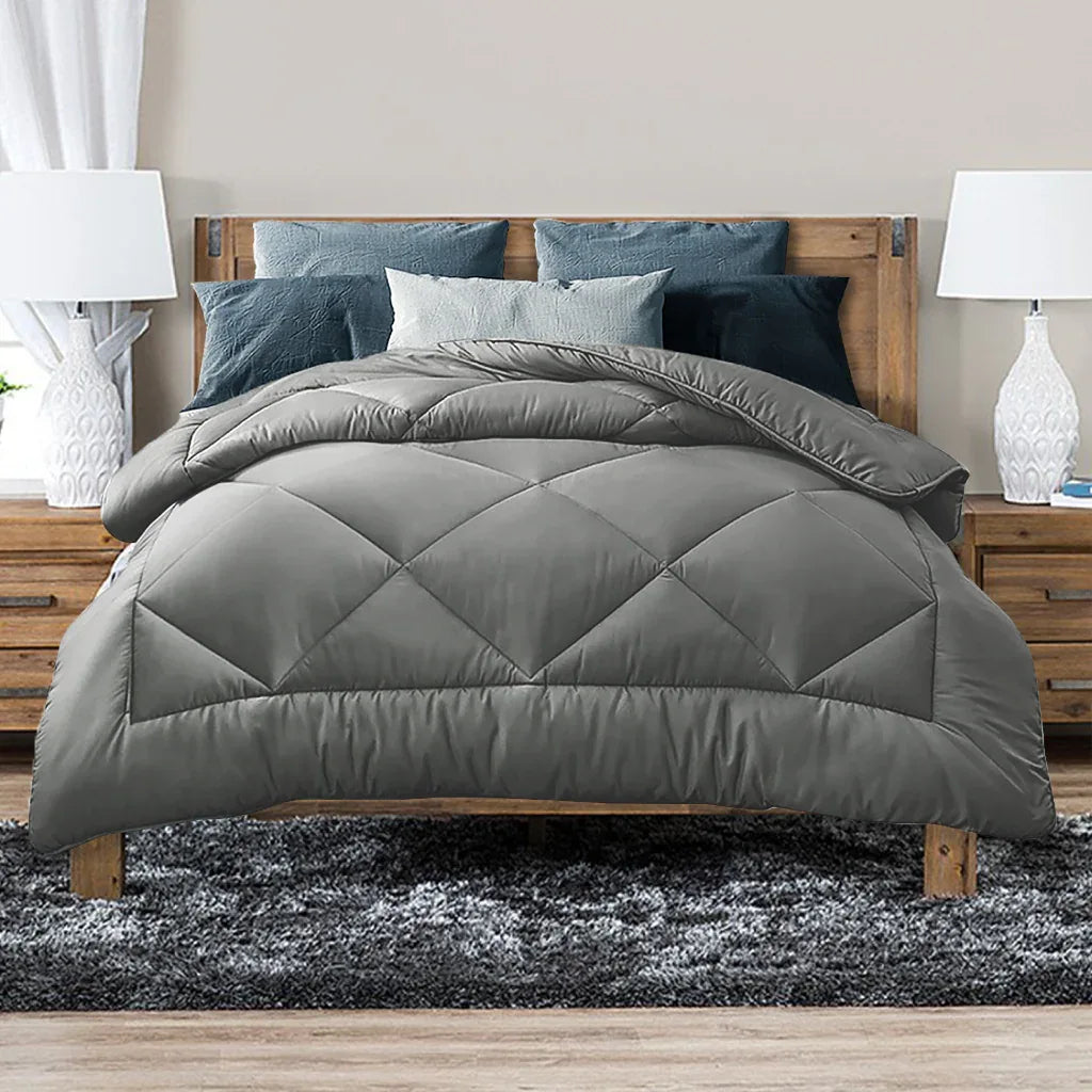 Luxor Australian Made All Season Grey 400GSM Bamboo Blend Quilt Queen - Mekamart Australia