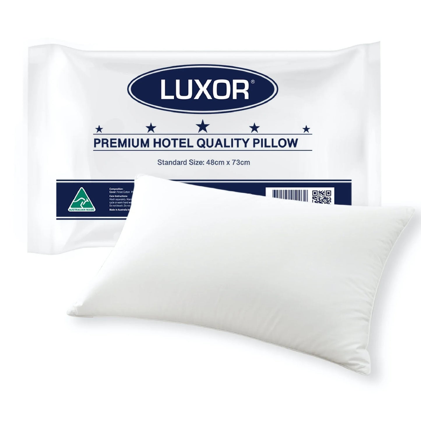 Luxor Australian Made Hotel Quality Pillow Standard Size Single Pack - Mekamart Australia