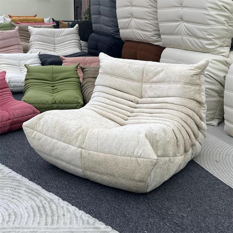 Vacuum-Packed, Comfy Mid Century Togo Lounge Sofa Modern Backrest White Corduroy Armless Retro Decorative Cozy Seat for Indoor - Mekamart Australia