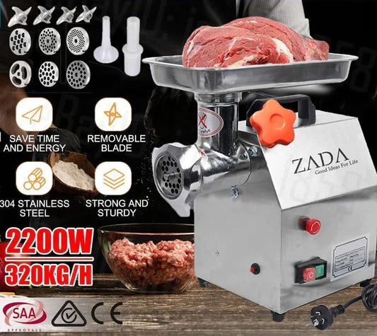 1.63HP Commercial Meat Mincer- Electric Grinder & Sausage Maker Filler 1200W - Mekamart Australia