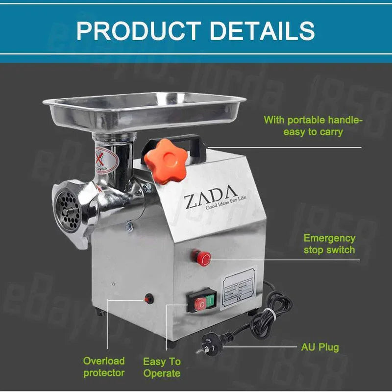 1.63HP Commercial Meat Mincer- Electric Grinder & Sausage Maker Filler 1200W - Mekamart Australia