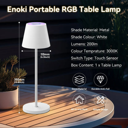 Enoki Portable RGB Table Lamp - White - Mekamart Australia