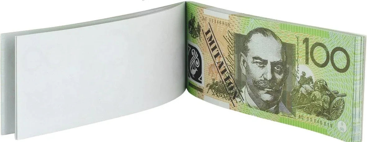 100 Dollar Australian Souvenir Note Pad Fake AUD Money - 1 Pack of 50 Sheets - Mekamart Australia