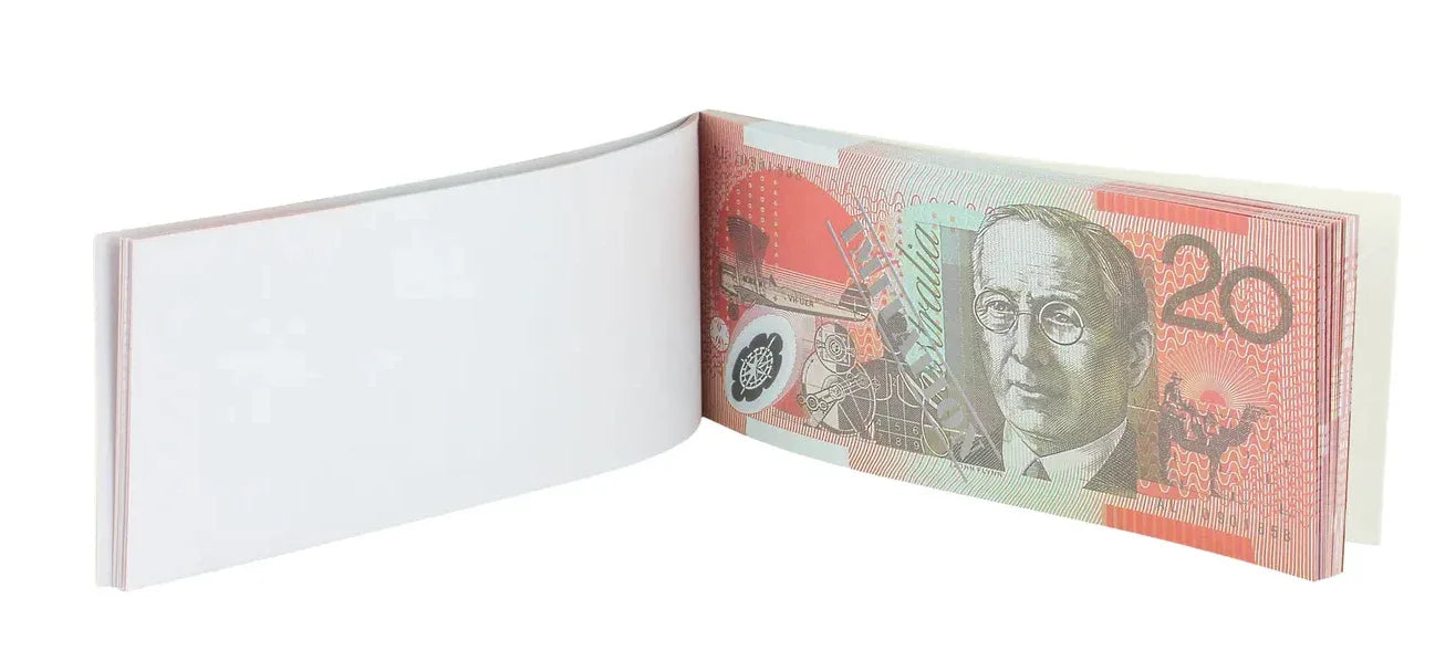 20 Dollar Australian Souvenir Note Pad Fake AUD Money - 1 Pack of 50 Sheets - Mekamart Australia