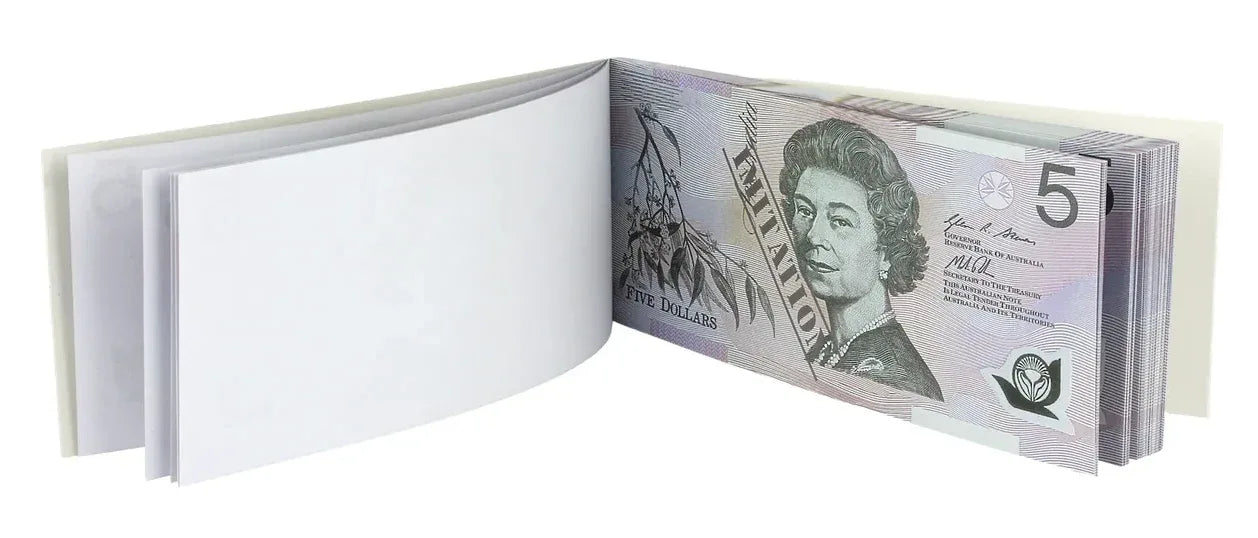 5 Dollar Australian Souvenir Note Pad Fake AUD Money - 1 Pack of 50 Sheets - Mekamart Australia