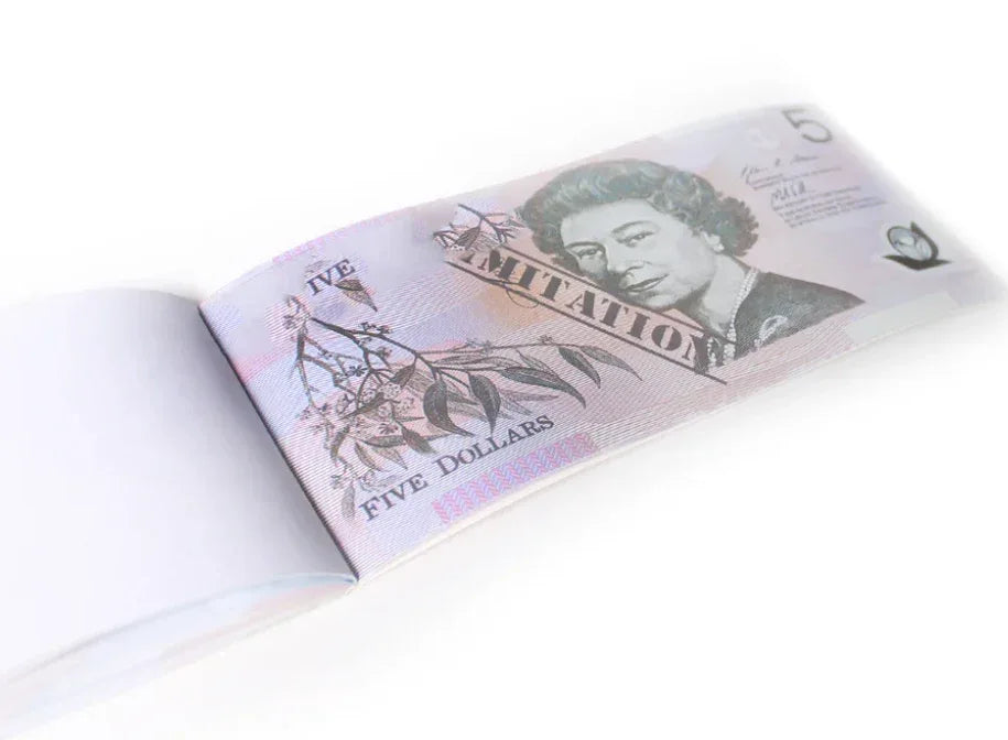 5 Dollar Australian Souvenir Note Pad Fake AUD Money - 1 Pack of 50 Sheets - Mekamart Australia
