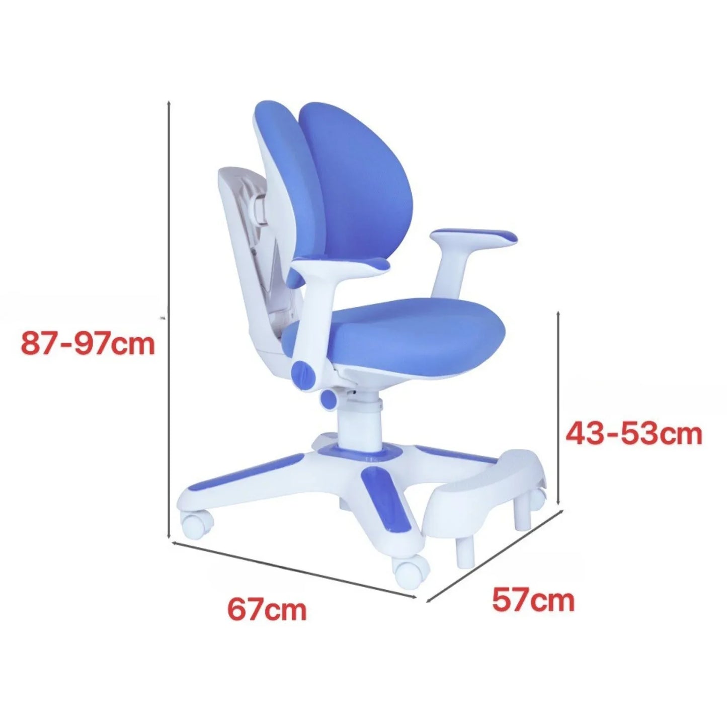 Ergonomic Children Kids Study Chair Set of 4 Height Adjustable - Blue - Mekamart Australia