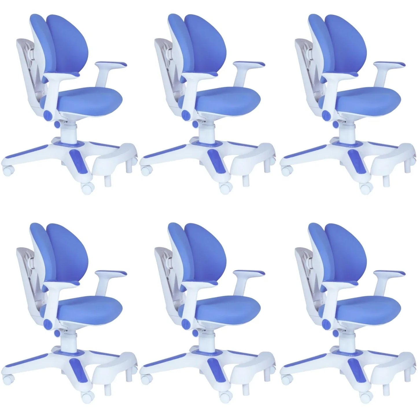 Ergonomic Children Kids Study Chair Set of 6 Height Adjustable - Blue - Mekamart Australia