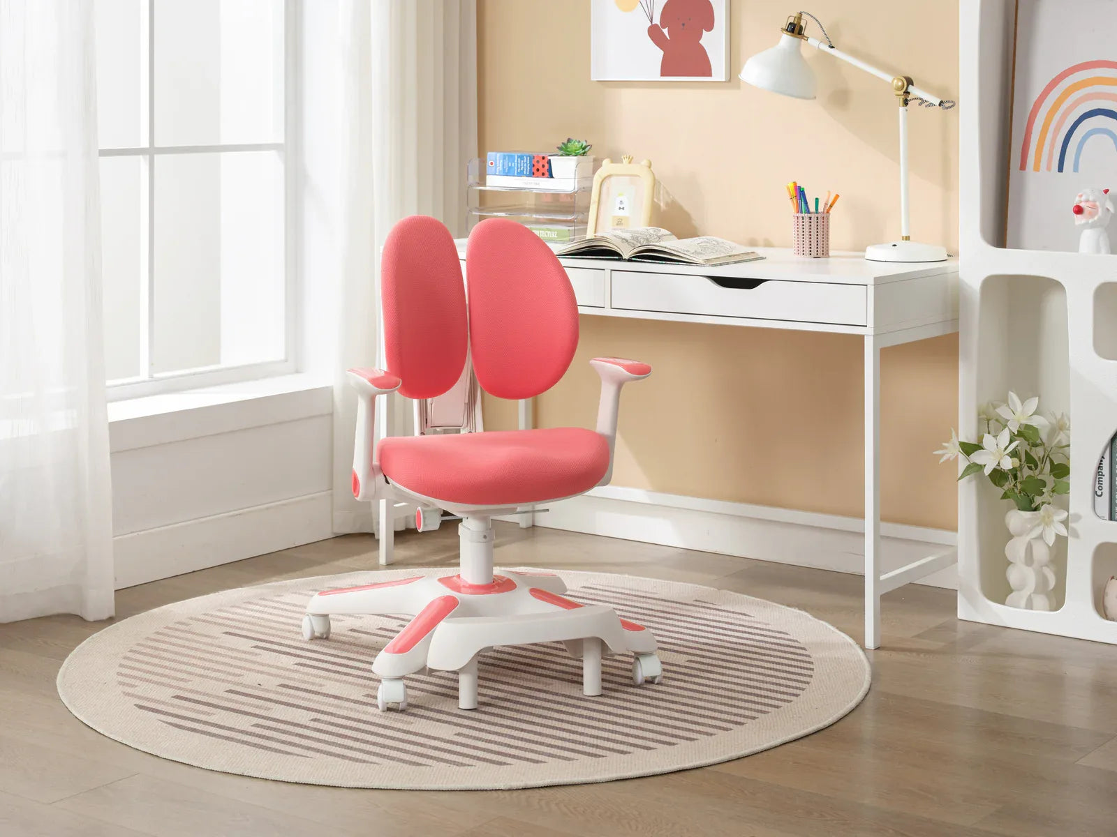 6x Ergonomic Children Kids Study Chairs Height Adjustable - Pink - Mekamart Australia
