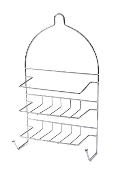 2-Tier Shower Caddy Bath Rack Chrome Hanging Hook Basket 25 x 10 x 43cm - Silver - Mekamart Australia