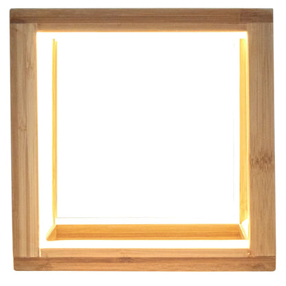 Bamboo Cube LED Lamp Modern Light Minimalistic Scandi - Natural - Mekamart Australia