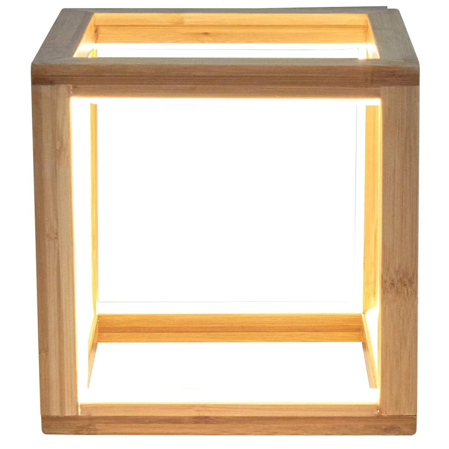 Bamboo Cube LED Lamp Modern Light Minimalistic Scandi - Natural - Mekamart Australia