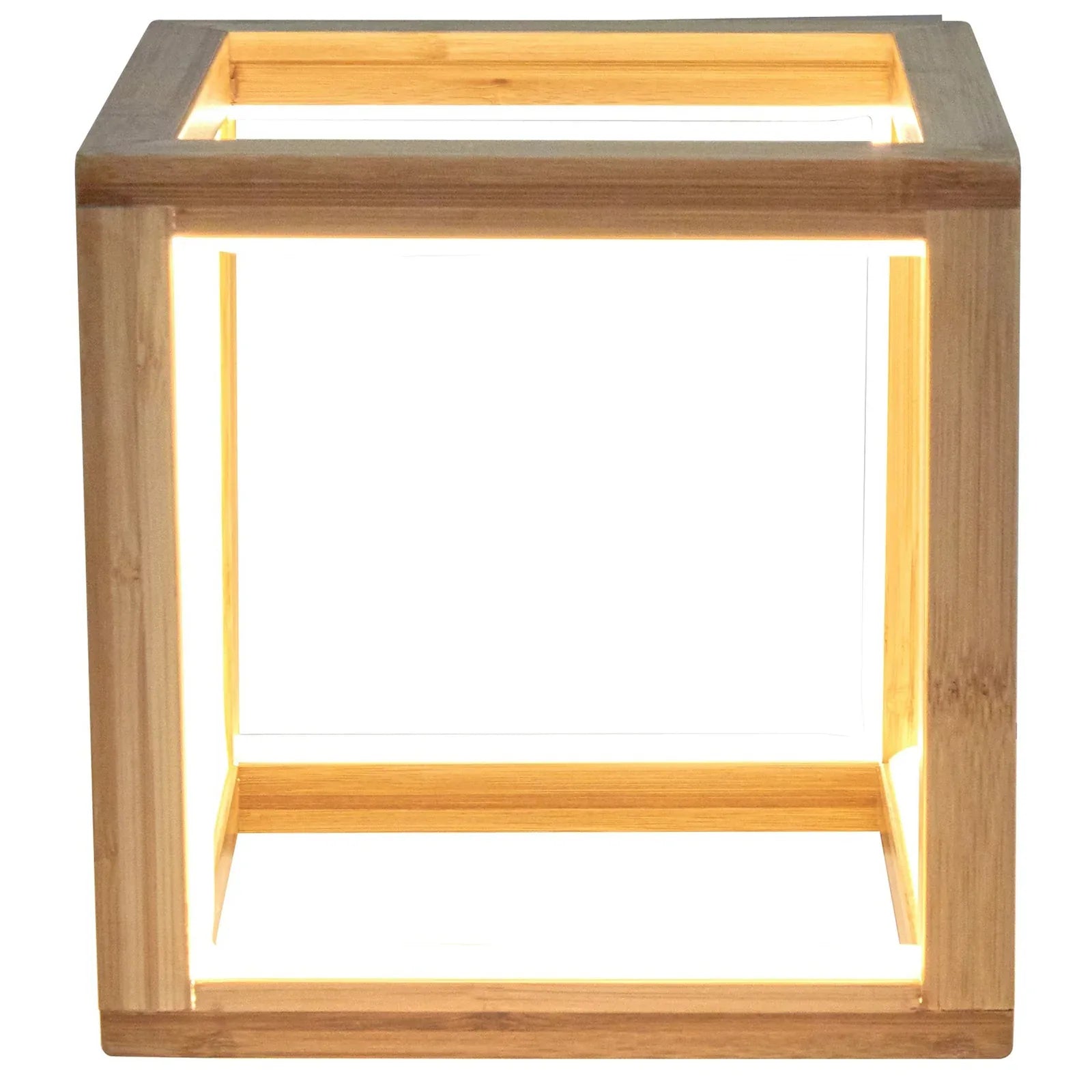 Bamboo Cube LED Lamp Modern Light Minimalistic Scandi - Natural - Mekamart Australia