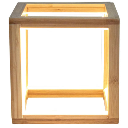 Bamboo Cube LED Lamp Modern Light Minimalistic Scandi - Natural - Mekamart Australia