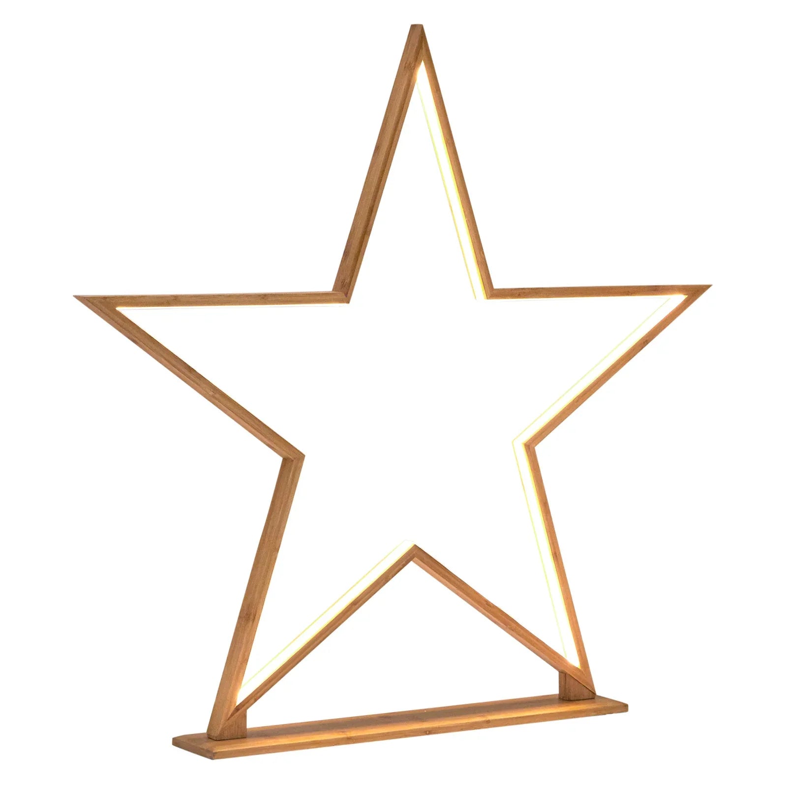 2x Large Bamboo Star w/ LED Strip Table Lamp Light Modern Minimalist Decor - Natural - Mekamart Australia