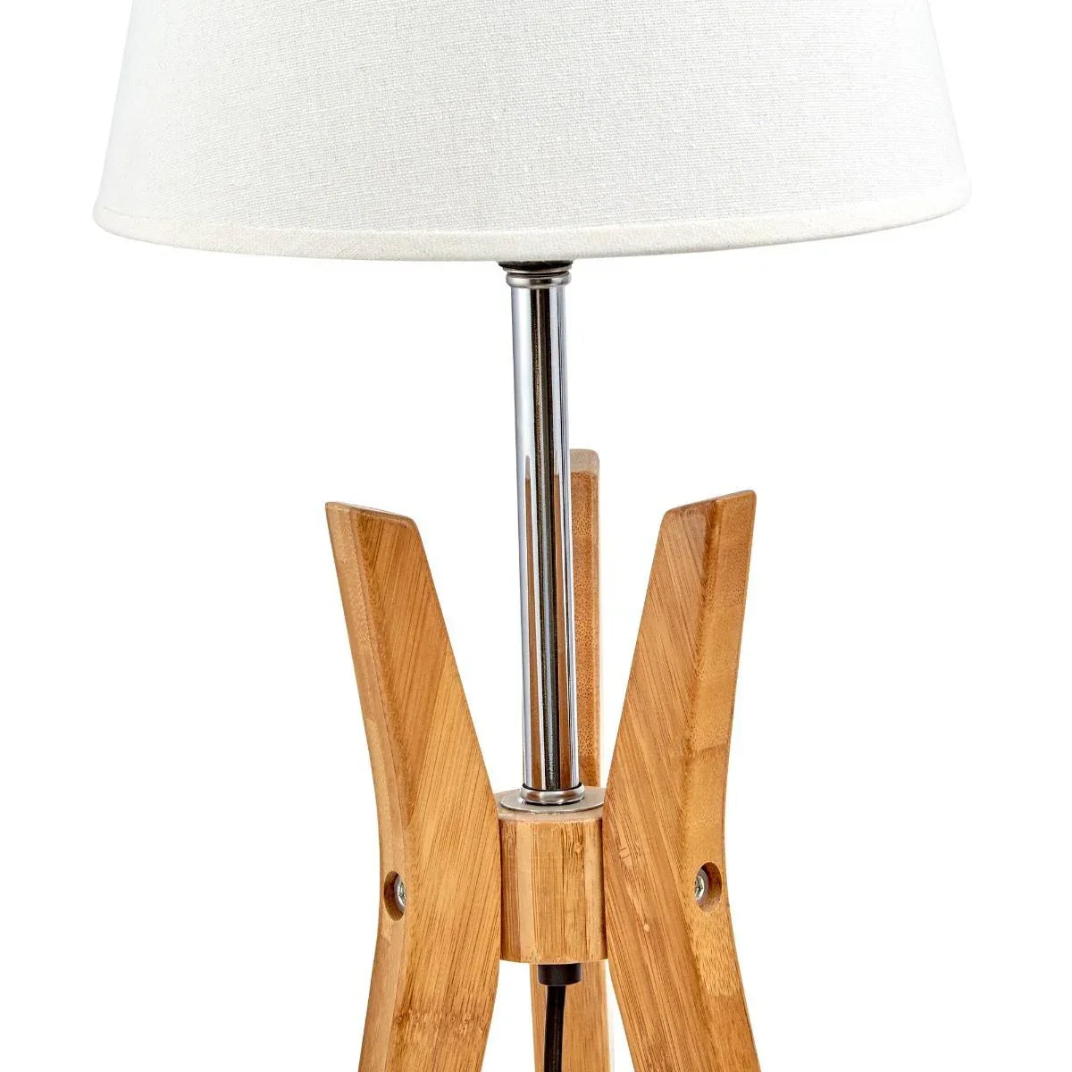 Bamboo Tripod Table Lamp Desk Modern Rustic Geo Light w Linen Shade - Mekamart Australia