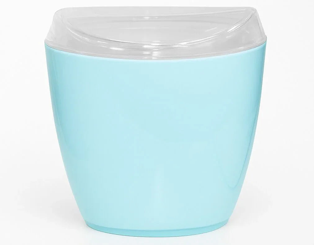 4x Oval Swing Top Waste Rubbish Bin Acrylic Lightweight Compact Bathroom Office in Blue - Mekamart Australia