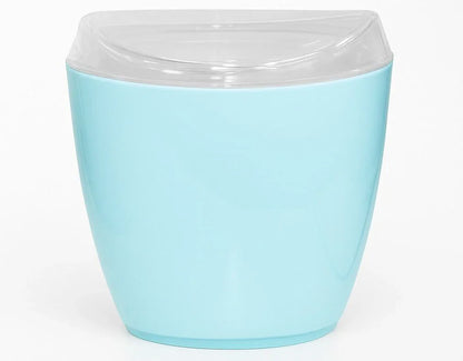 4x Oval Swing Top Waste Rubbish Bin Acrylic Lightweight Compact Bathroom Office in Blue - Mekamart Australia