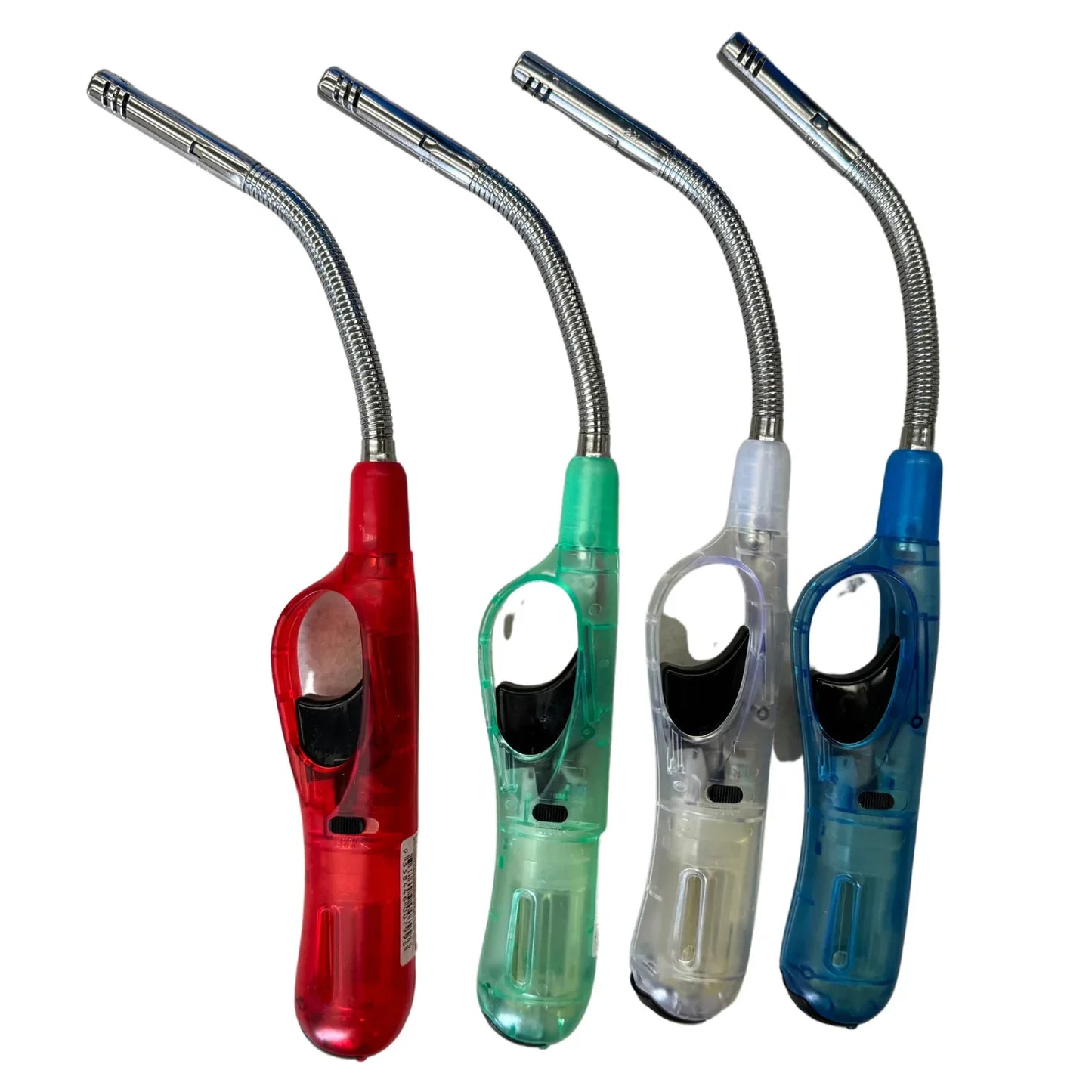 1x Clear Flexible Gas Lighter for BBQ Kitchen Cigarette w/ Safety Lock - Assorted Colours - Mekamart Australia