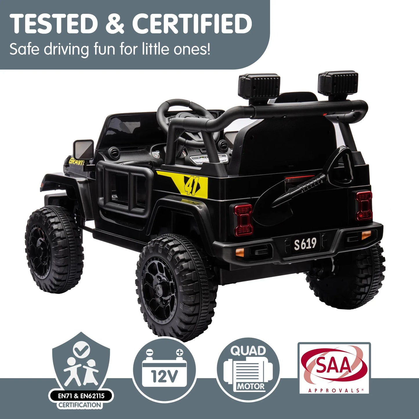 12V Kids Electric Ride On Jeep – Black - Mekamart Australia
