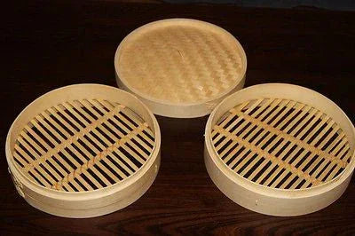 8 Inch Bamboo Steamer Set-2 Steamer Baskets With 1 Lid - Mekamart Australia