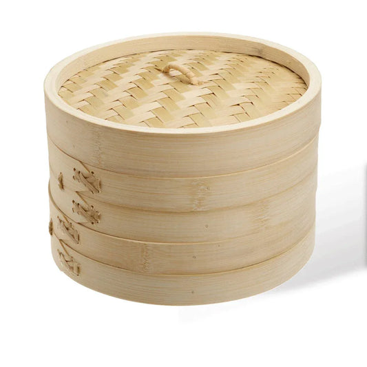 9 Inch Bamboo Steamer Set-2 Steamer Baskets With 1 Lid - Mekamart Australia