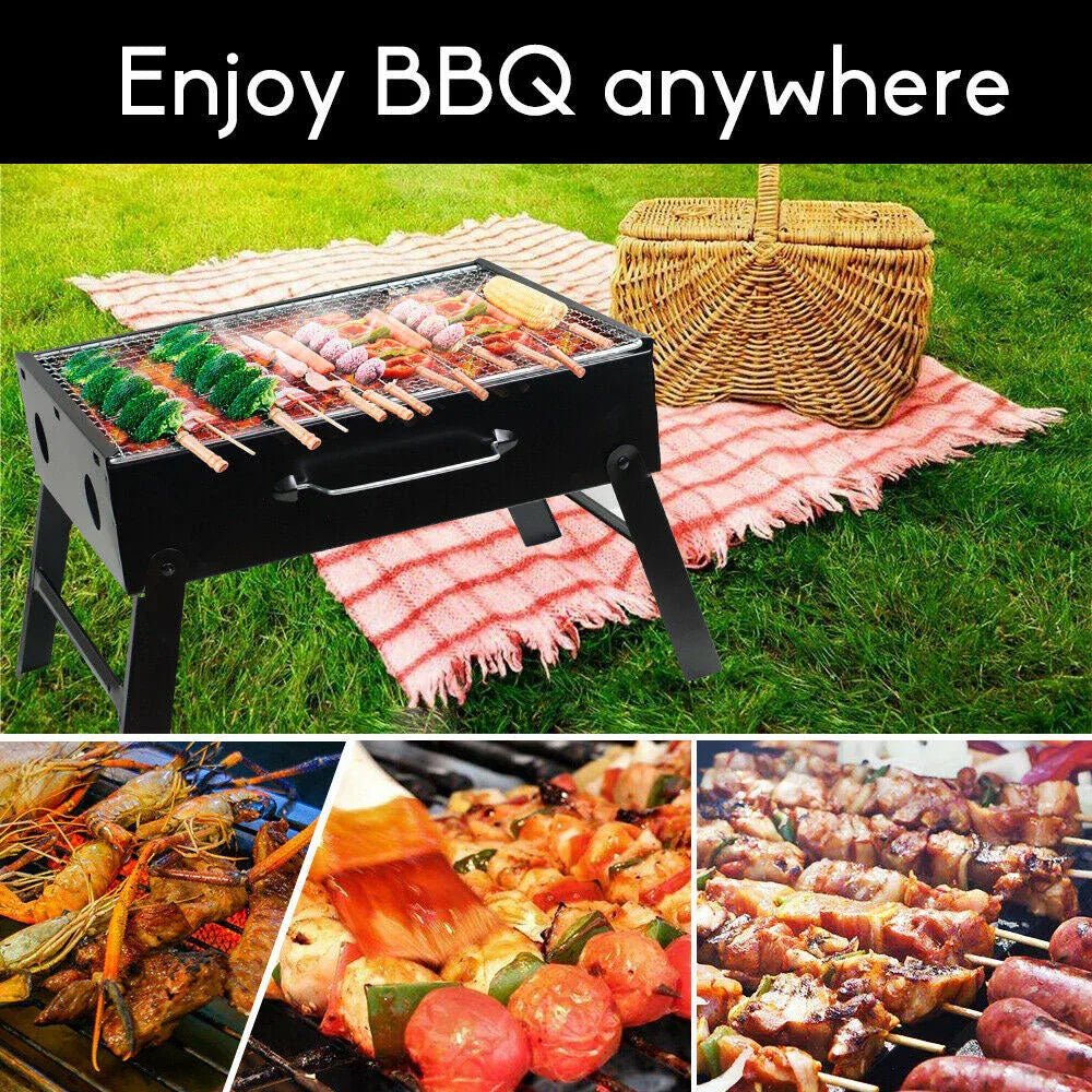 Outdoor Camping Portable & Foldable Charcoal BBQ Grill Hibachi Picnic Barbecue - Mekamart Australia
