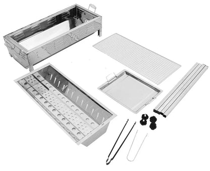 Stainless Steel Portable Outdoor BBQ Barbecue Grill Set Charcoal Kebab Picnic Camping Sets Large - Mekamart Australia