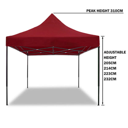 3x3m Pop Up Gazebo Outdoor Tent Folding Marquee Party Camping Market Canopy - red - Mekamart Australia