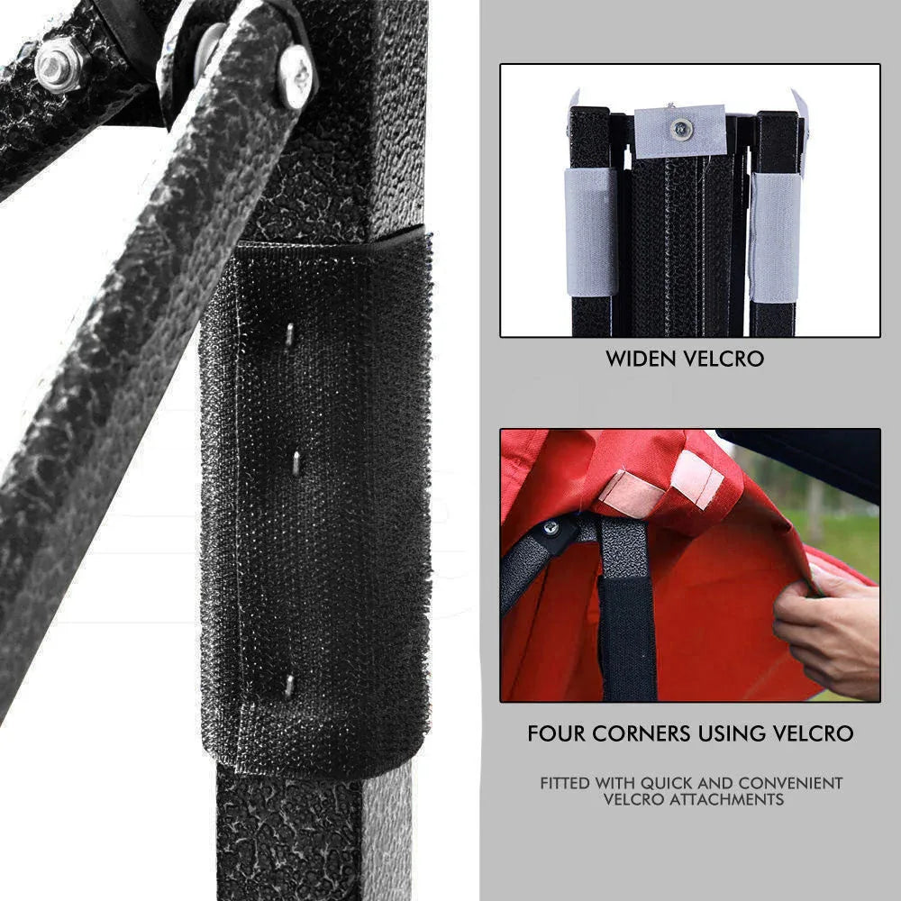3x3m Pop Up Gazebo Outdoor Tent Folding Marquee Party Camping Market Canopy w/ Side Wall - red - Mekamart Australia