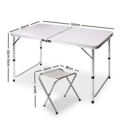 Portable Folding Picnic Camping Set BBQ Party Aluminium Table 4 Foldable Chairs - Mekamart Australia