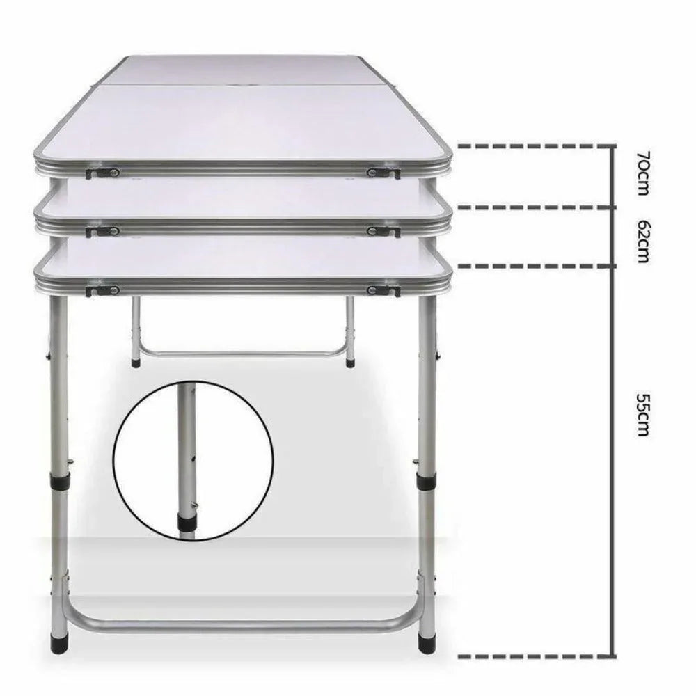 Portable Folding Picnic Camping Set BBQ Party Aluminium Table 4 Foldable Chairs - Mekamart Australia