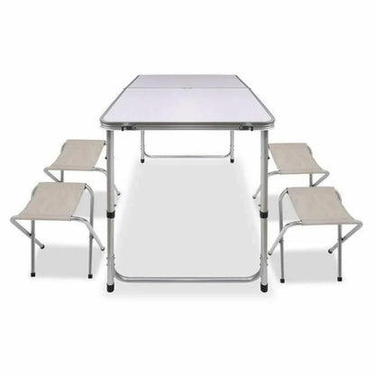 Portable Folding Picnic Camping Set BBQ Party Aluminium Table 4 Foldable Chairs - Mekamart Australia