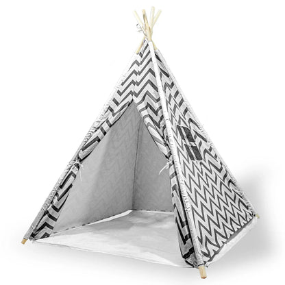 Giant Cotton Canvas Kids Teepee Wigwam Children Pretend Play Tent Indoor Outdoor Party - black - Mekamart Australia