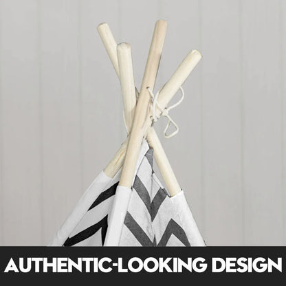 Giant Cotton Canvas Kids Teepee Wigwam Children Pretend Play Tent Indoor Outdoor Party - black - Mekamart Australia