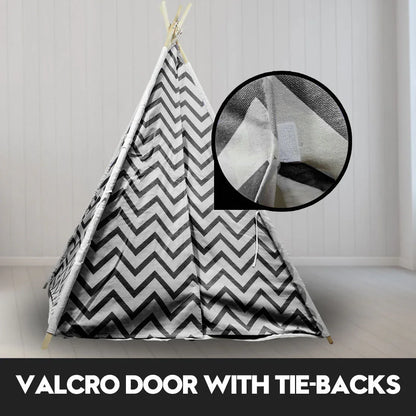 Giant Cotton Canvas Kids Teepee Wigwam Children Pretend Play Tent Indoor Outdoor Party - black - Mekamart Australia