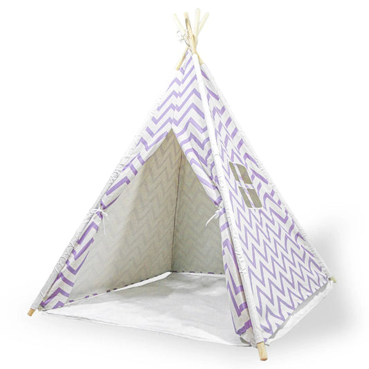 Giant Cotton Canvas Kids Teepee Wigwam Children Pretend Play Tent Indoor Outdoor Party - purple - Mekamart Australia