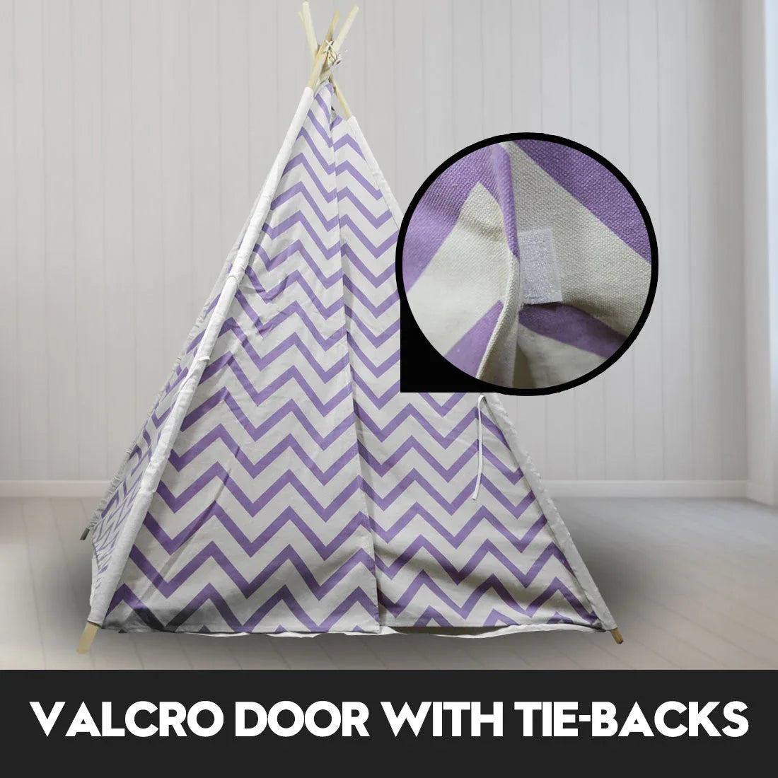 Giant Cotton Canvas Kids Teepee Wigwam Children Pretend Play Tent Indoor Outdoor Party - purple - Mekamart Australia