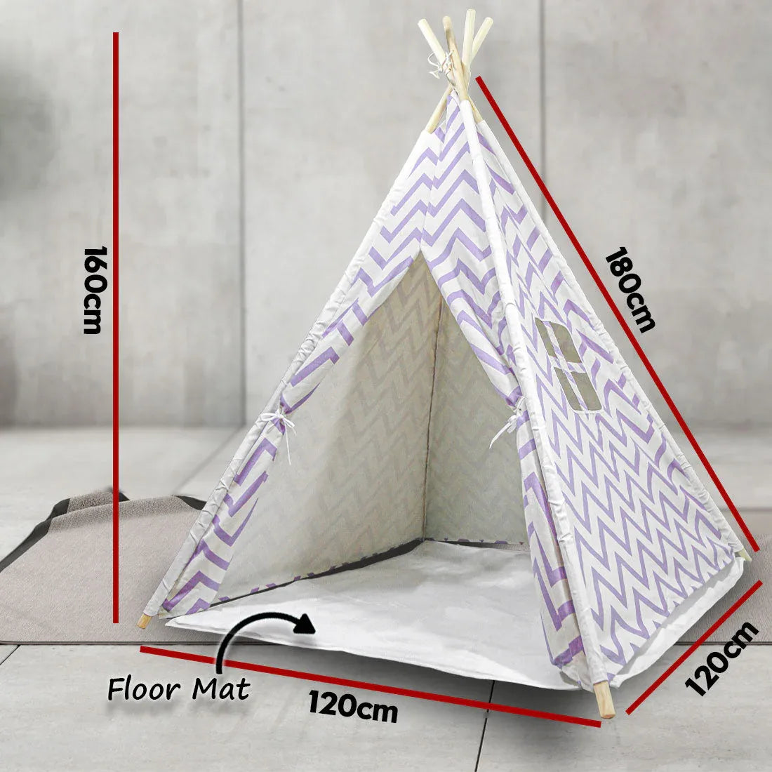 Giant Cotton Canvas Kids Teepee Wigwam Children Pretend Play Tent Indoor Outdoor Party - purple - Mekamart Australia