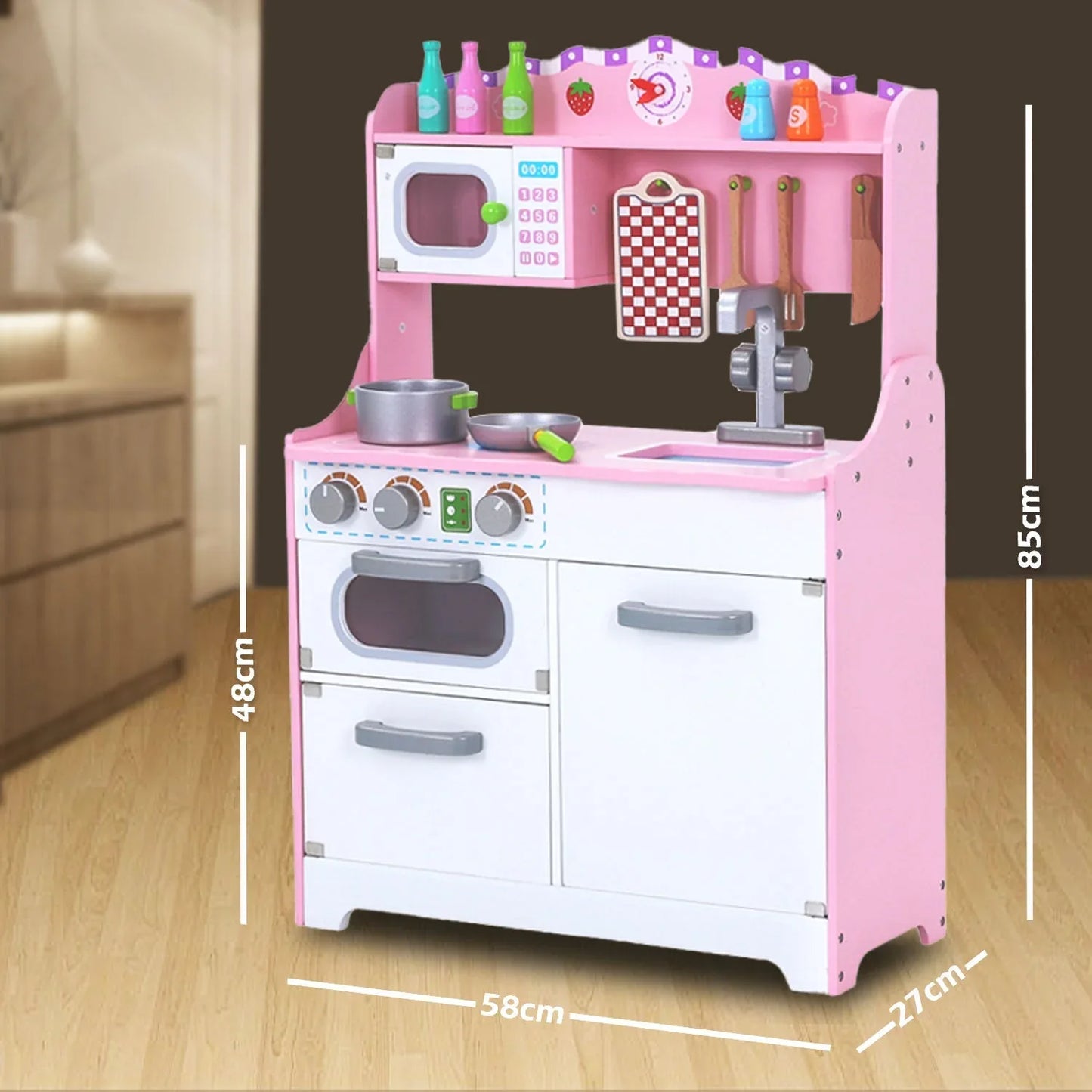 Kids Wooden Kitchen Pretend Play Set Toy Toddlers Children Cooking Food Cookware - Mekamart Australia