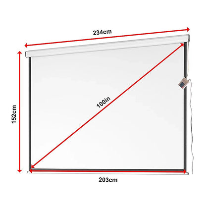 100" Electric Motorised Projector Screen TV +Remote