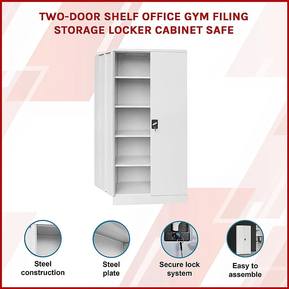 Two-Door Shelf Office Gym Filing Storage Locker Cabinet Safe - Mekamart Australia