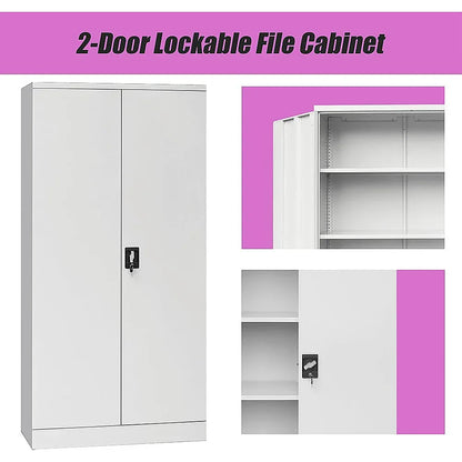 Two-Door Shelf Office Gym Filing Storage Locker Cabinet Safe - Mekamart Australia
