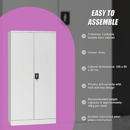 Two-Door Shelf Office Gym Filing Storage Locker Cabinet Safe - Mekamart Australia