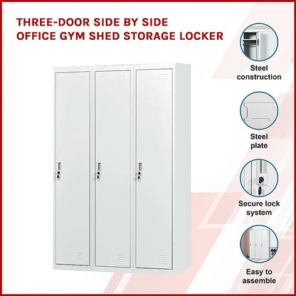 Three-Door Side by Side Office Gym Shed Storage Locker - Mekamart Australia
