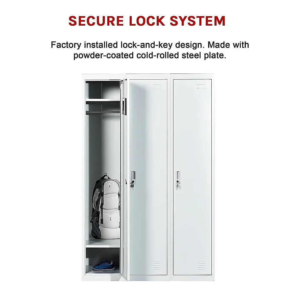 Three-Door Side by Side Office Gym Shed Storage Locker - Mekamart Australia